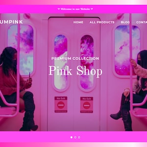 DIY Pink Shopify Theme Website Template | Custom boutique Website Design | Editable Minimalist Small Business Premade Pastel Glitter Cosmic
