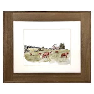 Cow Pasture Giclee Print 8 x 10 | Watercolor Farm Print