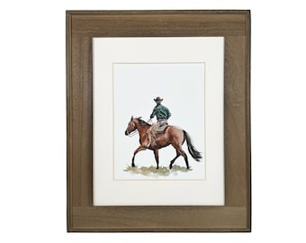 Watercolor Cowboy Giclee Print 8 x 10 | Watercolor Horse Print