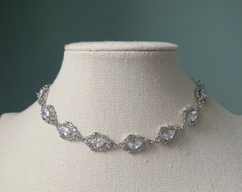Königliche Silber-Halskette, Eleganter Regency Diamant-Halsband, Silberhochzeits-Halskette, Historischer Tudor Schmuck, Mittelalterlicher Anhänger
