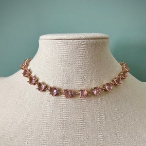 Light pink heart choker necklace, Ethereal fairycore fantasy rosey pink choker, Gold princesscore angelic coquette necklace, Prom jewellery