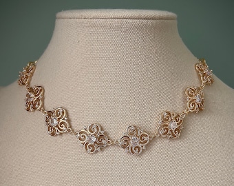 Gold Statement elegante Choker Halskette, Schöner Braut Hochzeit Schmuck, Einfache königliche Diamant Choker, Zierliche ätherische Halskette