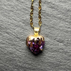 Y2k purple heart necklace, Kawaii lilac pendant, Fairycore hoop earrings, Dainty princess charm, Matching necklace, Goth punk egirl necklace