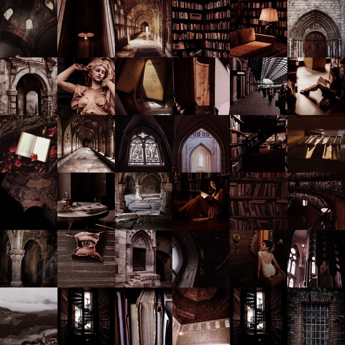Dark Academia Collage Kit Digital Prints 80 images Wall | Etsy