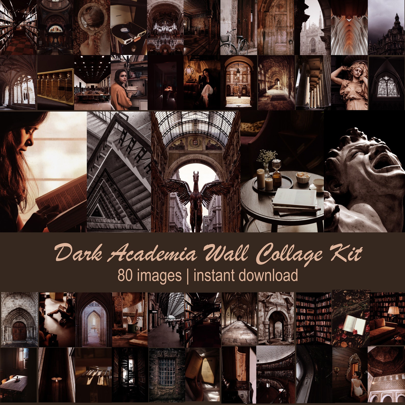 Dark Academia Collage Kit Digital Prints 80 images Wall | Etsy