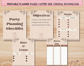 Party Planner Printable, Event Planner, Birthday Planner, Party Checklist, Birthday Party Organizer, Party Budget Planner, Menu, To Do List