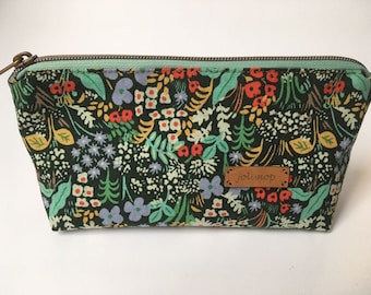 Kosmetiktasche | Schminktasche | Blumen | grün