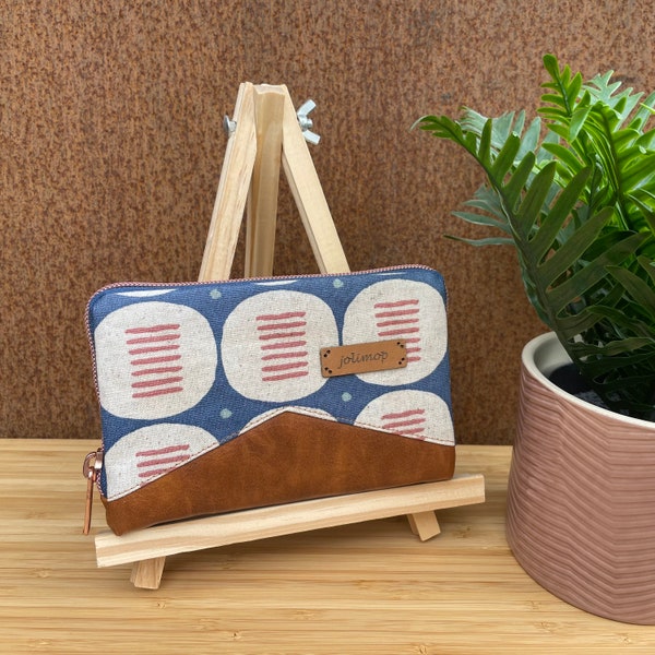 Purse Little Mynta - purse with zip around - pattern - stripes - blue