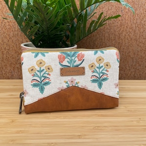 Geldbörse Little Mynta – Portemonnaie mit umlaufendem Reißverschluss - Blumen - creme