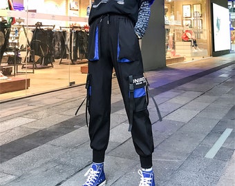 Black Techwear Cyberpunk Cargo Pants 