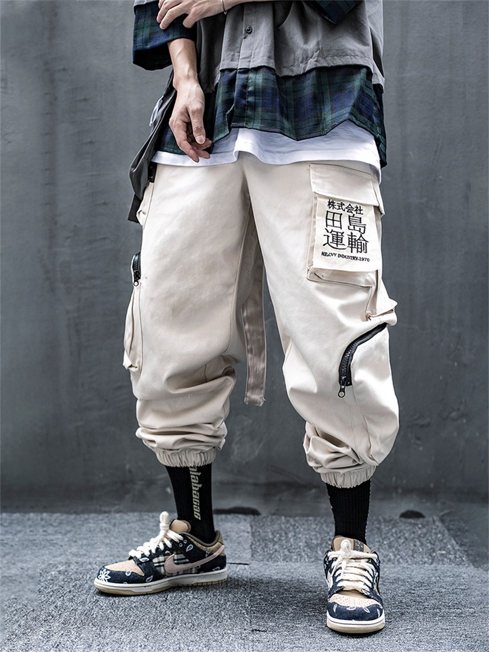 Beige Techwear Straps Harajuku Joggers Cargo Pants Cyberpunk | Etsy