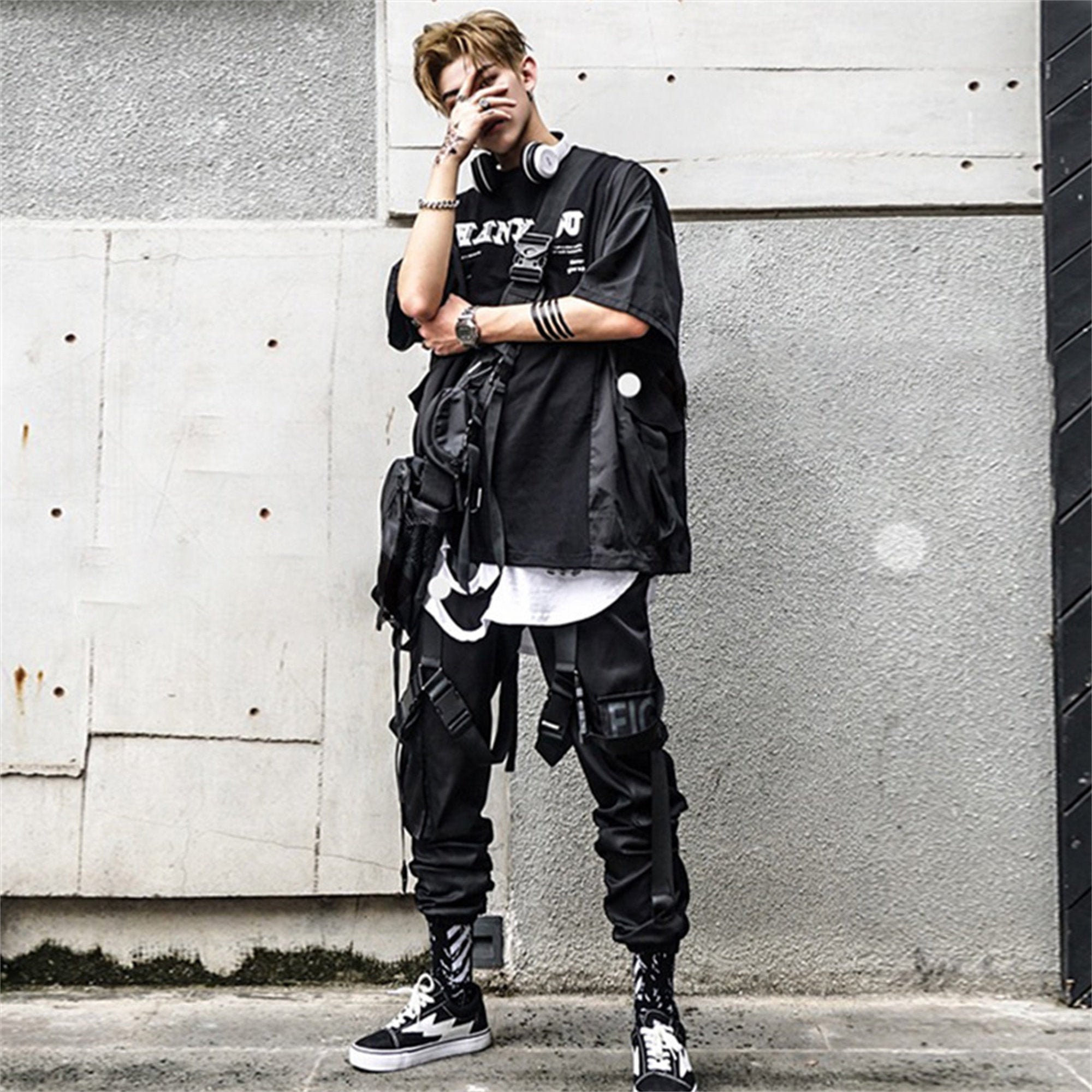 Pockets Techwear Japanese Men's Joggers Cargo Pants Etsy