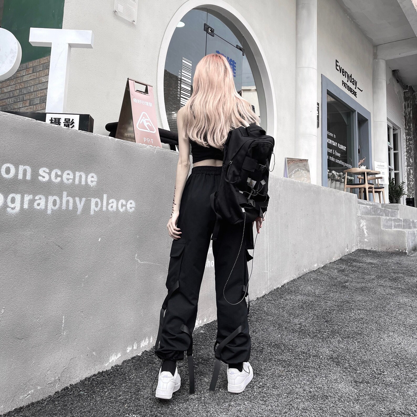 Women Straps Techwear White Harujuku Cargo Pants Zipper | Etsy