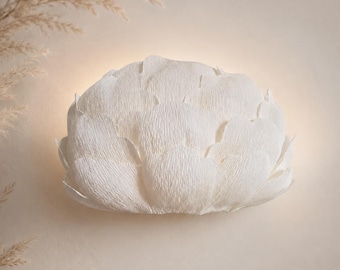 Cream Peony Wall Lamp Shade | Handmade Italian Crepe Paper Lampshade | Floral Wall Sconce Shade Only | Flower Lamp Cover