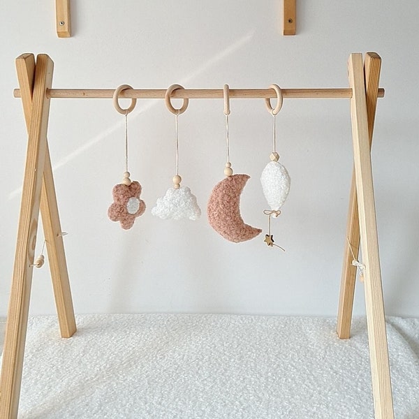 baby play gym, baby girl play set, wooden baby gym frame, baby gym toys, toddler activity center, hanging sensory toys, baby shower gift