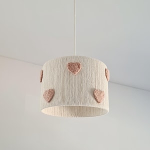 Boho Heart Nursery Lamp Shade: Bouclé Hanging Light