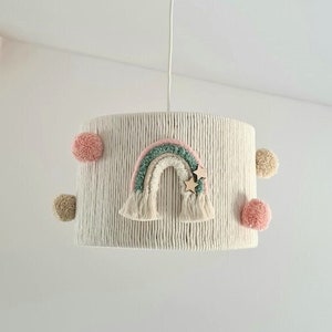 Rainbow Nursery Lampshade: Macrame Bohemian Light Fixture