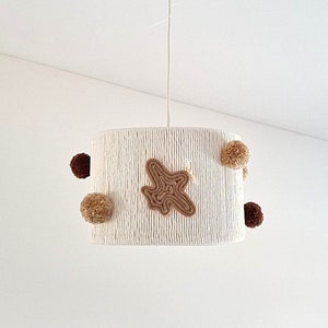 Airplane Nursery Lamp Shade: Boho Pom Pom Ceiling Light