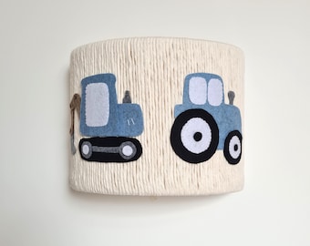 Handmade Wool Felt Tractor & Digger Lampshade: Kids Room Decor