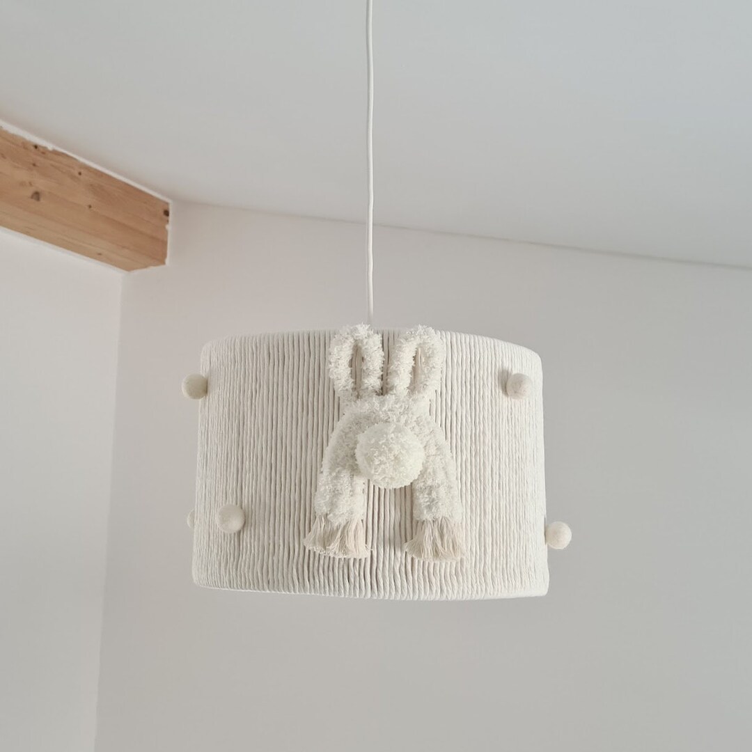 Bunny Lampshade, Neutral Lamp Kids, Lamp for Girl Room, Ceiling Lamp Nursery, Girl Room Light