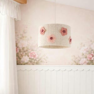 Rosa Blumen Makramee Lampenschirm: Boho Kinderzimmer Dekor