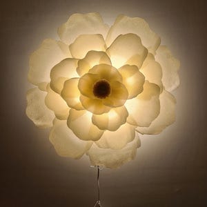 Large Crepe Paper Flower Wall Lamp | Boho Nursery Decor image 3