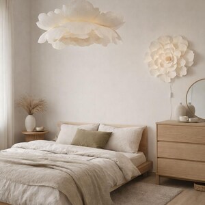 Large Crepe Paper Flower Wall Lamp | Boho Nursery Decor image 11