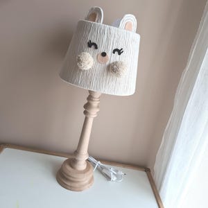 Nallebjörnslampskärm: Barnlampa i bomullsrep med pompoms (endast lampskärm)
