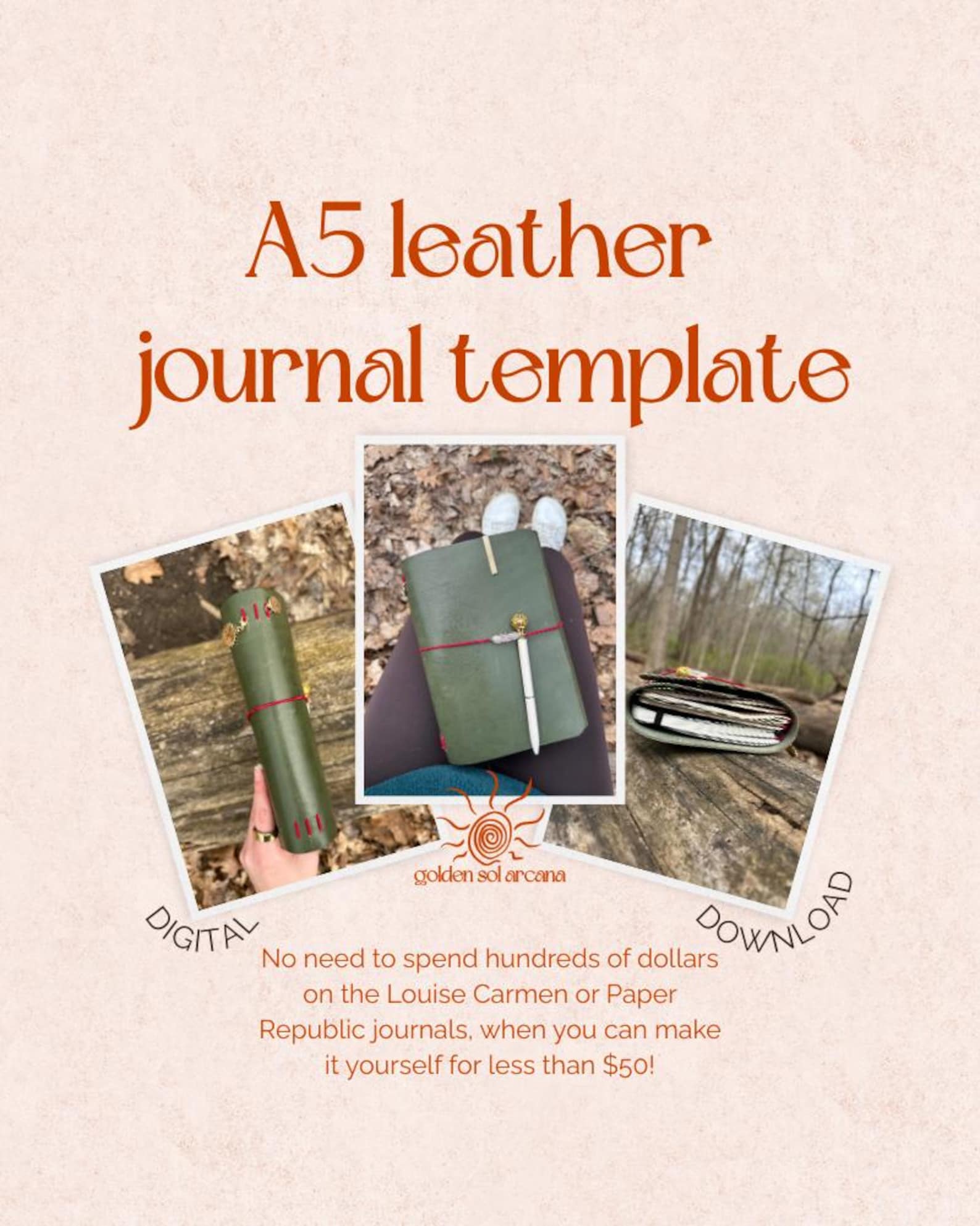 A5 Leather Journal Template DIY Pattern (digital Download) / Louise