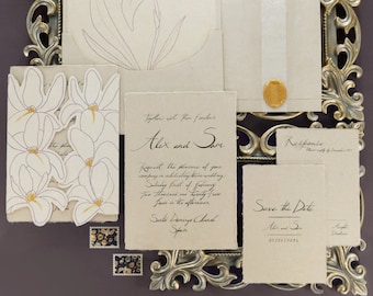 Intricate Wedding Invitation Suite, Folding Iris