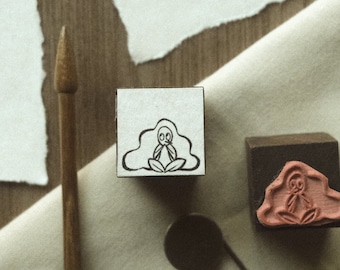 Mini Pondering Id Mounted Rubber 3/4" Handmade Stamp - For Crafts, Scrapbooking, Journaling, Planner, & Traveler's Notebook