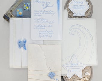 Ocean Waves-bruiloftsuitnodiging, bruiloft aan het strand