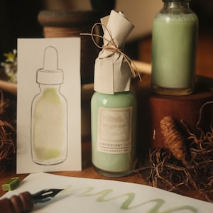 Handmade Pearlescent Green Calligraphy & Illustration Ink