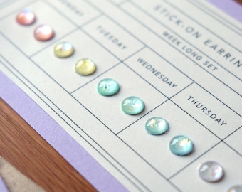 Retro 90&#39;s Stick-On Earrings Week Set - Kawaii Magic