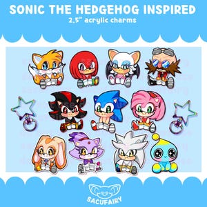 SONIC The Hedgehog inspirierte 2,5-Zoll-klare Acryl doppelseitige Schlüsselanhänger: Sonic, Eggman, Schatten, Schwänze, Schurke, Knuckles, Chao, Amy