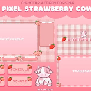 Pixel Strawberry Cow Stream Package