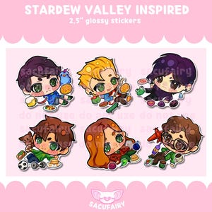 Stardew Valley Inspired  Male Bachelors Harvey, Shane, Elliot, Sebastian, Sam, Alex Stickers