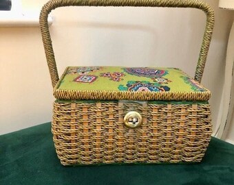 Vintage Colourful Sewing Basket