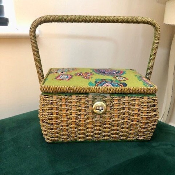 Vintage Colourful Sewing Basket