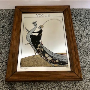 Vintage Vogue Lady Riding A Peacock Mirror