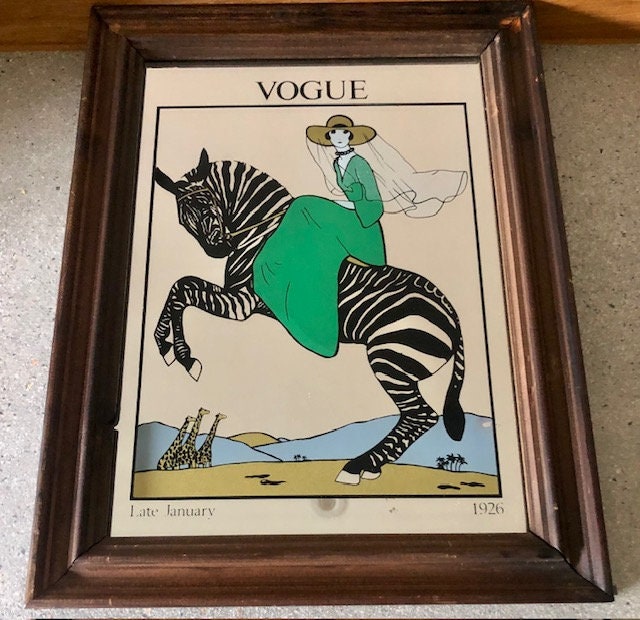 Vintage Vogue Mirror - Lady on A Zebra - Late January - 1926