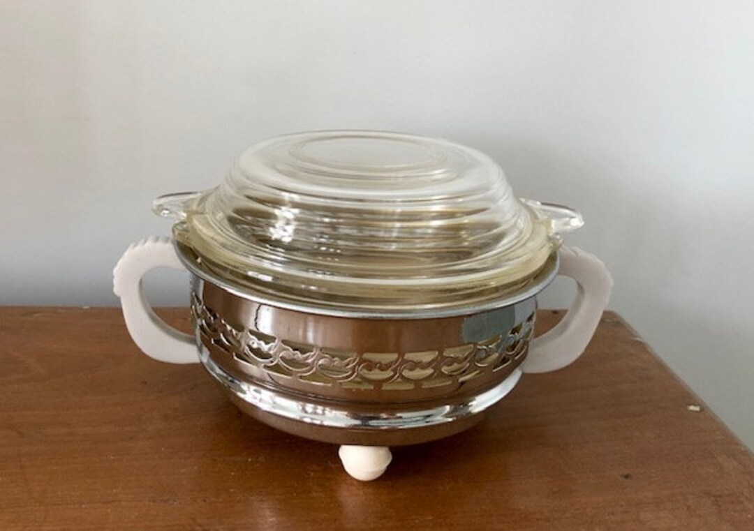 Vintage Phoenix British Glass Casserole Dish in Metal Etsy