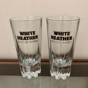 Vintage x 2 White Heather Scotch Whisky Glasses