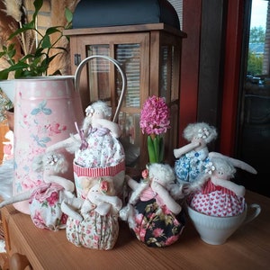Tilda doll, cup doll, Mrs. Pepperpot, artist doll, miniature, unique, cup doll, dust cover doll, teacup doll, gift