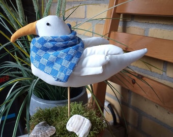 Seagull sewn from fabric, maritime decoration items, seagulls, bird, beach, summer decoration, decorative seagull, bathroom decoration, ship decoration, boat decoration