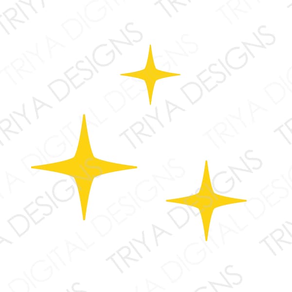 きらめく星の SVG カット ファイル | きらめき、輝き、四角い星の SVG ファイル | Instant Digital ダウンロード