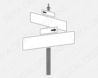 Blank Street Signs SVG Cut Files | Black and White Street Crossing Street Signs PNG | Traffic, Custom Street Name Clipart | Digital DOWNLOAD