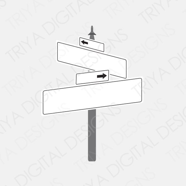 Blank Street Signs SVG Cut Files | Black and White Street Signs PNG Print File | Traffic, Custom Street Name Sign Clipart | Digital DOWNLOAD