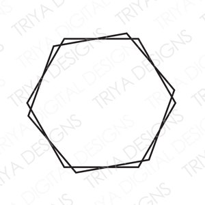 Arquivos de corte SVG com moldura hexagonal em camadas | Hexágono duplo SVG | DOWNLOAD DIGITAL