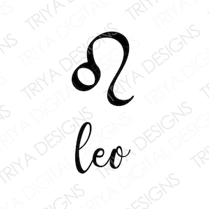 Leo SVG | Zodiac Sign, Sun Sign SVG Cut Files | Astrology Horoscope Hand Lettered Text PNG | Instant Digital Download